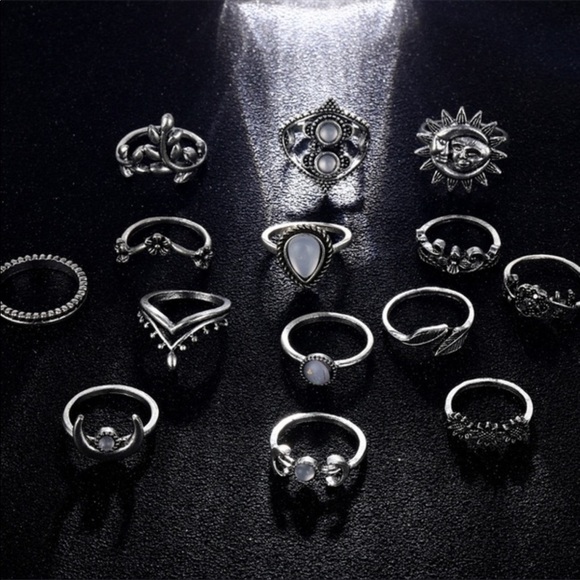 NEW Boho Celestial 14 Piece Ring Set - Picture 2 of 4